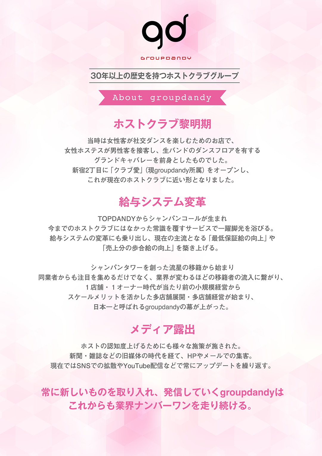 30年以上の歴史を持つホストクラブグループ